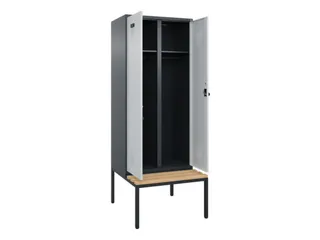 locker met bank,voor scheiding van kleding,HxBxD 2120x800x815mm,2vak - 1