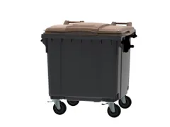 Container 1100 liter vlak deksel Grijs Bruin