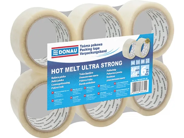 Donau verpakkingstape PP Hot-Melt 48mmx66m 50 micron transparant