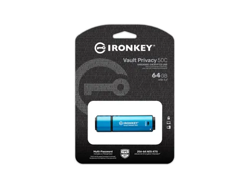 64GB USB-C IronKey Vault Privacy 50C AES-256 versleuteling, FIPS 197