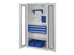 werkplaatskast,HxBxD 1950x1000x600mm,2xStalen bodem,3lade(n),RAL5010