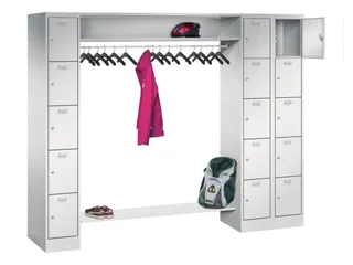 personeelsgarderobe cil.slot 1950x2250x500mm 3x5 vakken 300mm RAL7035 - 1