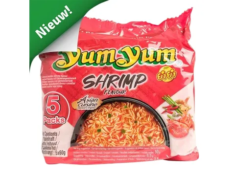 Noodles Yum Yum garnaal bami 5-pack 5x60gr
