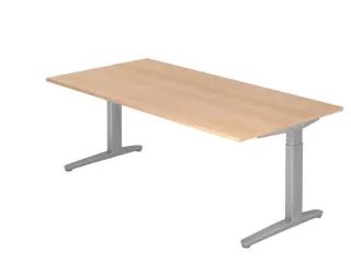 In hoogte verstelbaar bureau,HxBxD 680-850x2000x1000mm,blad eiken - 1
