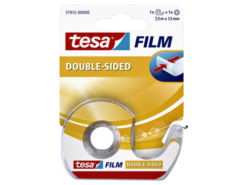 Dubbelzijdige plakband Tesa film 12mmx7.5m met dispenser