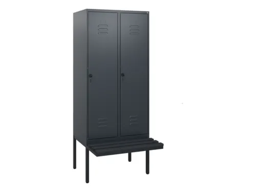 locker met bank,HxBxD 1950x800x815mm,2vak,vak B 400mm,draaigrendel