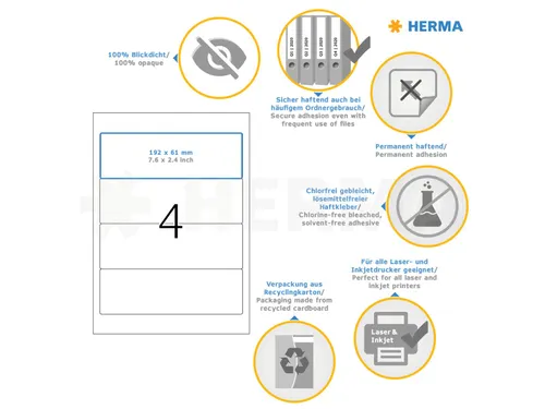 Herma 4284 Rugetiket 192x61 mm Wit permanent klevend 400 stuks