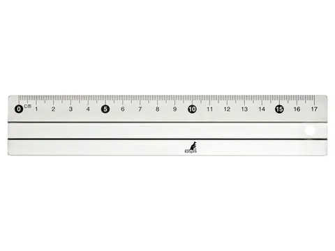 Liniaal Kangaro 17cm aluminium met rubber inleg