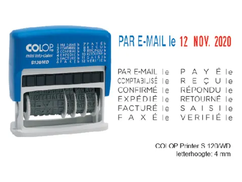Woord-datumstempel Colop S120 mini info-dater 4mm frans