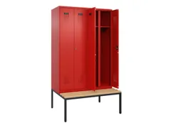 locker met bank,voor scheiding van kleding,HxBxD 2120x1200x815mm,4vak