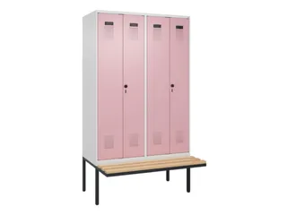 locker met bank,voor scheiding van kleding,HxBxD 2120x1200x815mm,4vak - 2
