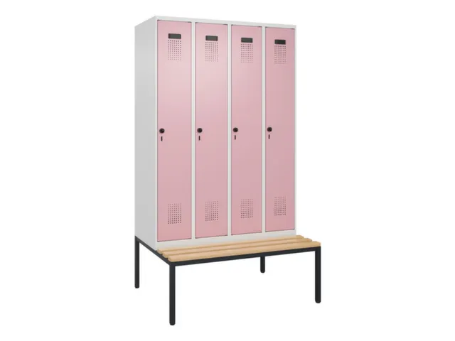 locker met bank,voor scheiding van kleding,HxBxD 2120x1200x815mm,4vak