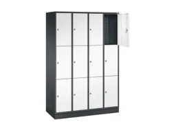 lockerkast,HxBxD 1950x1220x500mm,4x3vakken,cil.-slot,sokkel