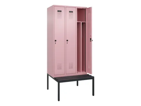 locker met bank,voor scheiding van kleding,HxBxD 2120x900x815mm,3vak