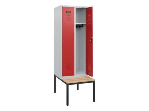 locker met bank,HxBxD 1950x600x815mm,2vak,vak B 300mm,cilinderslot