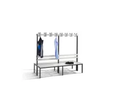 Omkleedbank L 1960Mm Pvc-Zitlatten Dubbelzijdige Hakenlijst Ral7021