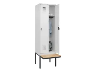 locker met bank,HxBxD 2120x600x815mm,2vak,vak B 300mm,draaigrendel - 1