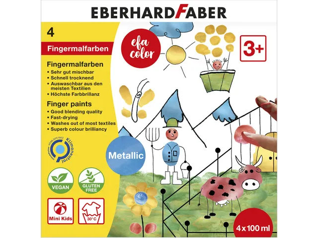 Vingerverfset Eberhard Faber metallic set 4 x 100ml assorti