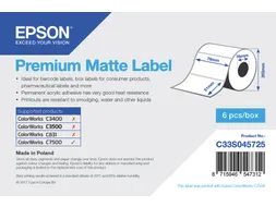 Premium Matte Label - Die-cut Roll: 76mm x 51mm, 2310 labels