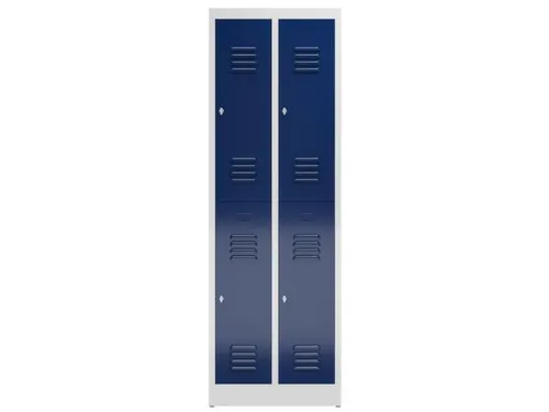 Dubbeldekse garderobekast 1800x590x500mm 2x2vak klink RAL7035 RAL5010