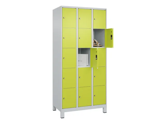 lockerkast,HxBxD 1950x900x500mm,3x5vakken,vak B 300mm,cil.-slot,voeten