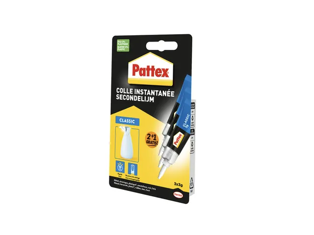 Secondelijm Pattex classic 3 gram blister 2+1 gratis