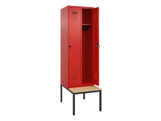 locker met bank,HxBxD 2120x600x815mm,2vak,vak B 300mm,draaigrendel - 2