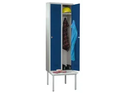 locker met bank,HxBxD 2150x800x500mm,2vak,RAL7035,front RAL5010