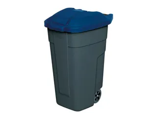 Afvalbak 100 Liter HxBxD 850x510x550mm Pp Romp Antraciet Deksel Blauw - 1