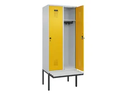 locker met bank,HxBxD 2120x800x815mm,2vak,vak B 400mm,draaigrendel