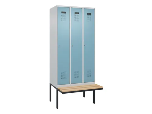 locker met bank,voor scheiding van kleding,HxBxD 2120x900x815mm,3vak