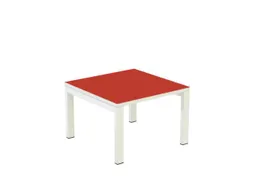 Bijzettafel 400X600X600Mm Vierkant Rood 4Voeten Wit Vierkante Buis