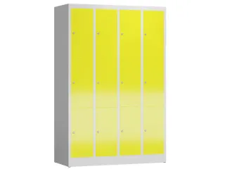 Lockerkast 1800x1185x500mm 4x3 vakken cilinderslot, sokkel, RAL1018 - 1