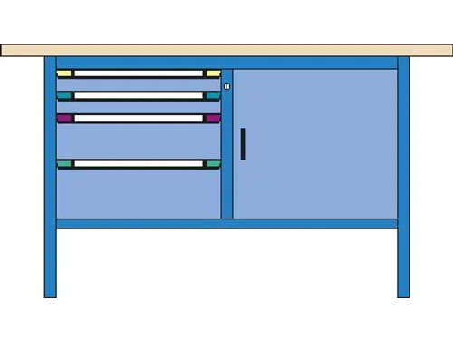 werkbank,HxBxD 845x1500x700mm,multiplexblad,RAL7035,front RAL7035