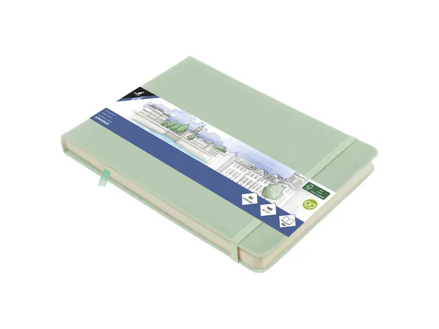 Schetsboek Kangaro A5 landscape mint PU HC 80 blad 140gr roomwit met e