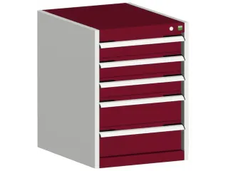 ladekast HxBxD 700x525x525mm 5laden romp RAL7035 front RAL3004 - 1