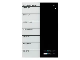 Glasmagneetbord Naga 40x60cm weekplanner NL zwart/wit - 1