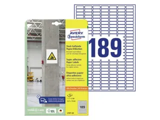 Etiket Avery zelfklevend 25,4x10mm wit permanent 20 vel 189 etiketten - 1