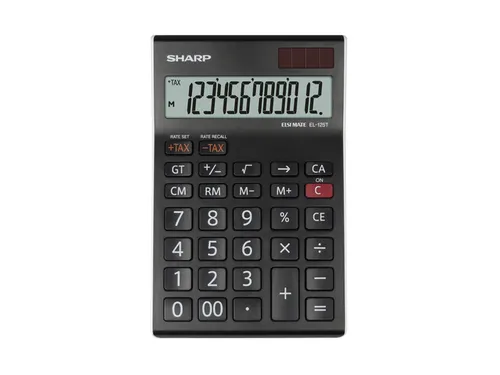 Calculator Sharp EL125TWH zwart-wit desk 12 digit