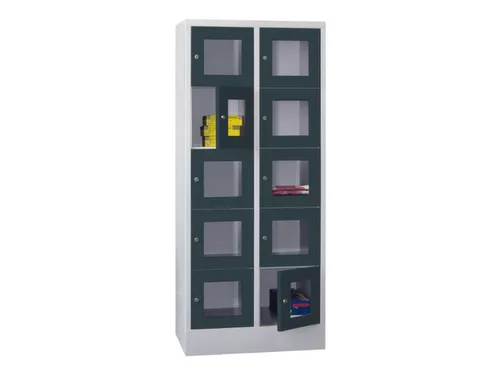 lockerkast,HxBxD 1850x800x500mm,2x5vakken,RAL7035,front RAL7016