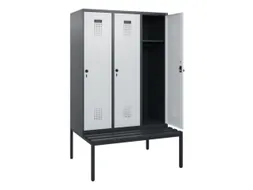 locker met bank,HxBxD 1950x1200x815mm,3vak,vak B 400mm,draaigrendel