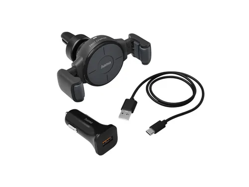 Autolader Hama draadloos QI-Charge 10W antraciet