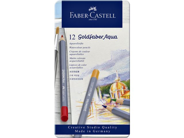 Kleurpotloden Faber-Castell Goldfaber aquarel blik à 12 stuks assorti | FaberCastellShop.nl