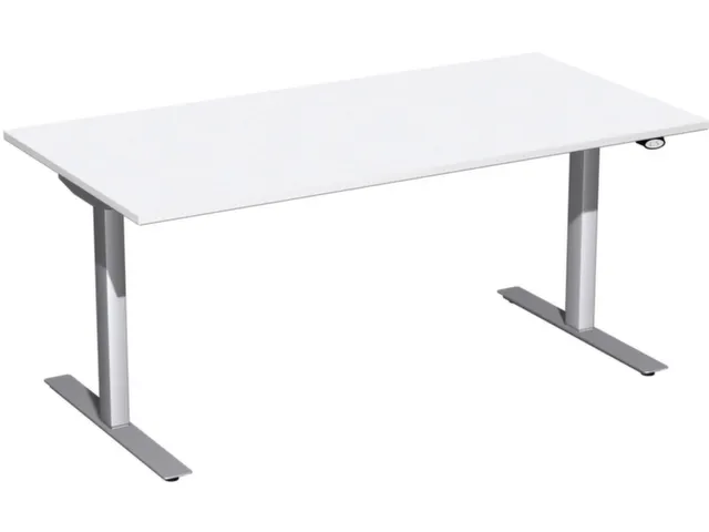 Bureau Assis-Debout À Régl. De Haut. Élec. Finition Blanc