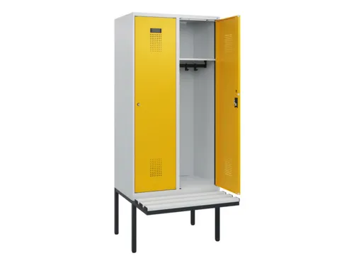 locker met bank,HxBxD 1950x800x815mm,2vak,vak B 400mm,cilinderslot