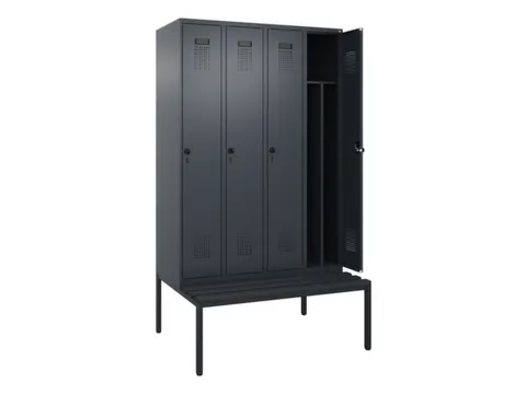 locker met bank,voor scheiding van kleding,HxBxD 2120x1200x815mm,4vak