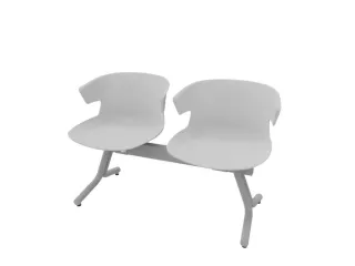 Wachtkamerbank 2Zittingen Kunststof Kuipen Grijs Frame Antraciet - 2
