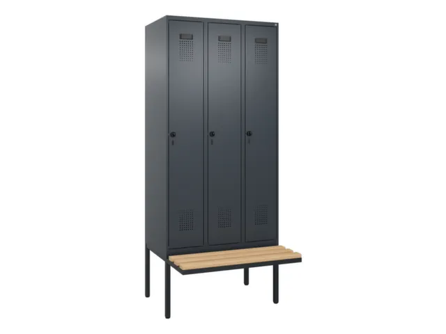 locker met bank,voor scheiding van kleding,HxBxD 2120x900x815mm,3vak