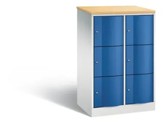 lockerkast,HxBxD 1255x770x540mm,2x3vakken,romp RAL7035,front RAL5010 - 2
