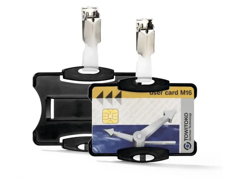 Veiligheidspashouder 85x54mm met clip Zwart